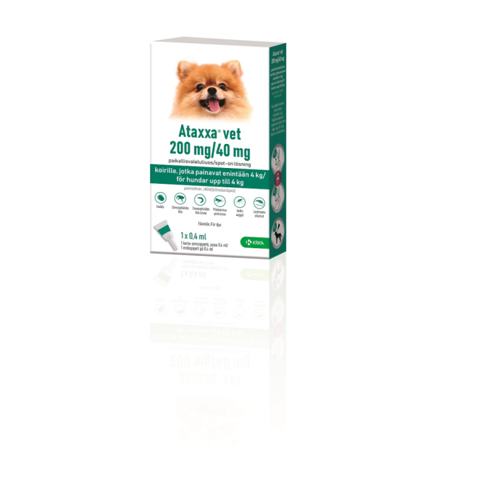 ATAXXA VET paikallisvaleluliuos 200/40 mg koiralle enintään 4 kg 0,4 ml