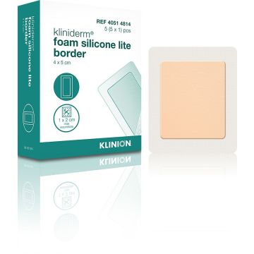 Kliniderm Foam Silicone Thin Border kiinnittyvä sidos 10 x 10 cm 5 kpl
